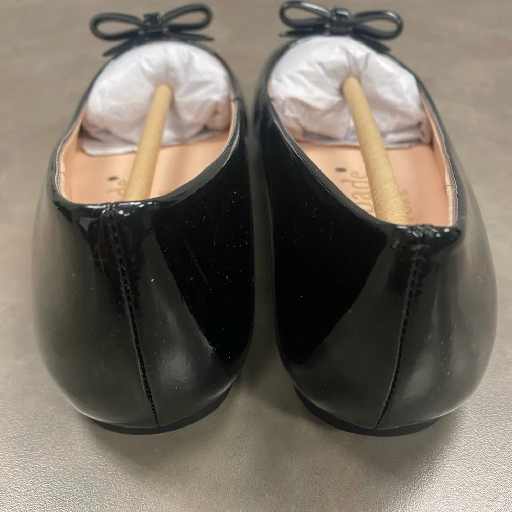 NIB Kate Spade Kiersten Black Patent Leather Bow Ballet Flats Size 6